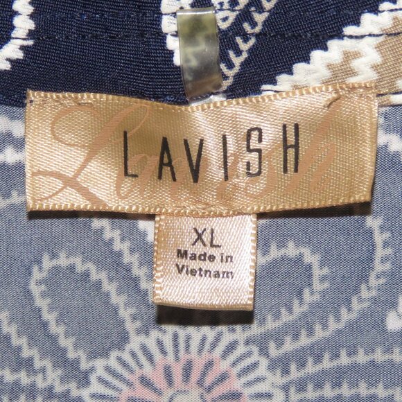 Lavish Short Sleeve Layered Navy Tank & Textured Floral Overlay Top Size XL - Picture 6 of 7